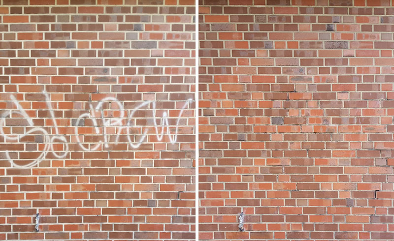 Graffitibeseitigung: Vorher und Nachher